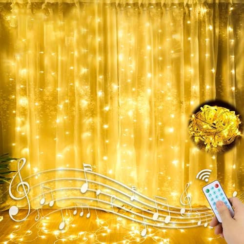 Molbory LED USB Lichtervorhang 2m x 2m, 200 LEDs Lichterketten Vorhang IP44 Wasserdicht mit 8 Lichtmodelle für Partydekoration deko schlafzimmer, Innenbeleuchtung, Warmweiß