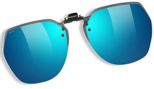 UpaClaire Clip-On Flip-Up Sonnenbrille polarisiert UV400 Brille über Brillen für Männer und Frauen Blau