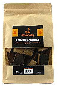 BlackSellig Räucherchunks Whiskyfassholz – Smoker Holzstücke für BBQ & Grill (1kg)