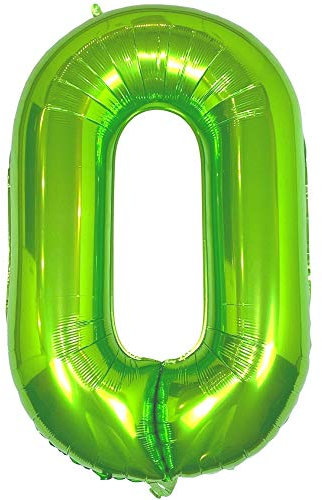 DIWULI Luftballon Geburtstag XXL Grün - Zahl 0 Ballon