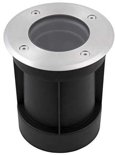 McShine - Bodeneinbauleuchte Strahler | BL-12RS | 120mm-Ø, GU10-Fassung, je 1 Ein-/Ausgang, schwenkbar | Wegbeleuchtung rund, silber | ideal für den Garten und die Zufahrt