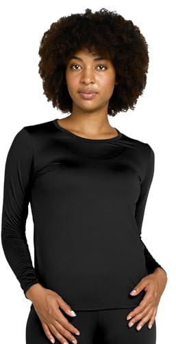 LAPASA Damen Innenfleece Thermo Unterhemd, Thermounterwäsche Oberteil Funktionsunterwäsche, L42 Schwarz, 300 Extra warm, XXL