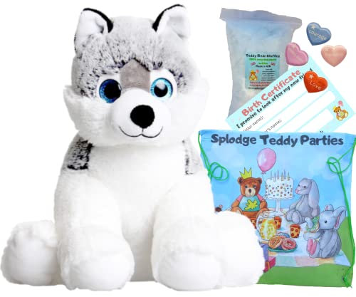 40 cm großer Plüsch-Husky - Set zum Basteln eines Teddybären - Teddybären zum Selbermachen - kein Nähen