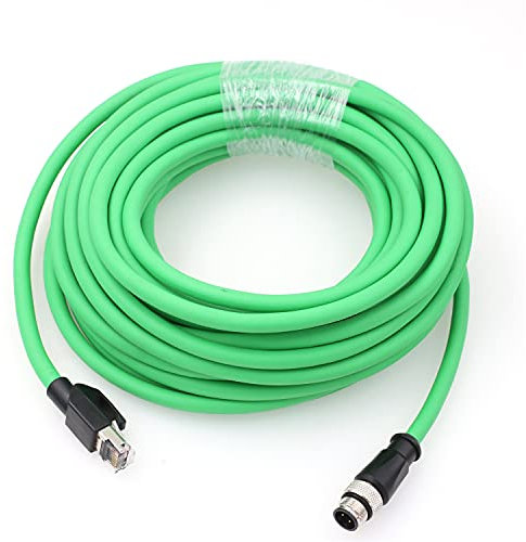 HangTon Ethernet-Kabel, M12, 4-polig, D-kodiert, Stecker auf RJ45, Cat5e, geschirmt, High-Flex, Industrie-Netzwerk, 10 m