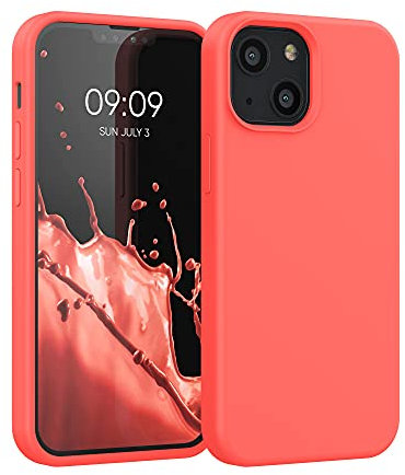 kwmobile Handyhülle für iPhone 13 mini Hülle, für iPhone 13 mini Case - Hülle Silikon - kabelloses Laden - Leuchtende Koralle