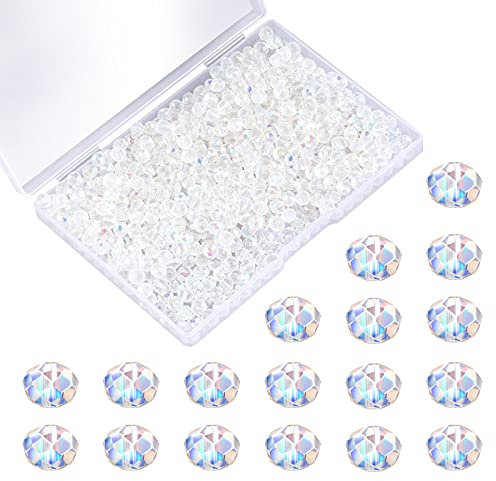 AIEX 800 Pièces Perles Rondes Cristal, 6 mm Perles en Verre Perles Rondes Polyédriques Diy Perles Cristal de Verre Bracelet Collier Pendentif Fournitures Pour la Fabrication Bijoux (Translucide AB)