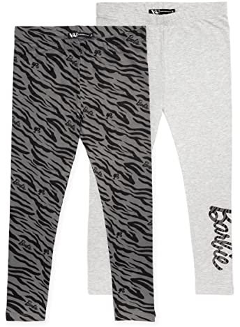 Barbie Leggings 2 Pack Filles Enfants Animal imprimé Gris Noir Pleine Longueur 5-6 Ans