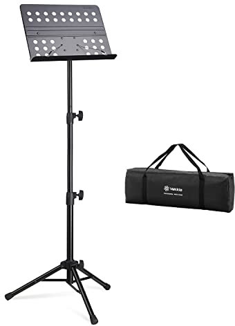Vekkia Professioneller tragbarer perforierter Notenständer aus Metall, 178 cm, zusammenklappbar, verstellbar, mit Tragetasche, stabil für Instrumentalaufführungen, Band und Reisen