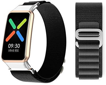 ADLISC Nylon-Edelstahl Sport Armband für Oppo Watch Free, Schwarz, Schnalle, Uhrenarmband