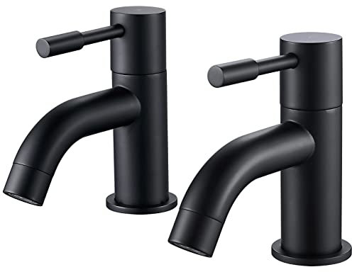 NewEast - Coppia di rubinetti per lavabo, stile moderno, colore: nero
