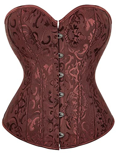 Grebrafan Medieval Night Out Renaissance Corset Bustier Top (UK(6-8) S, Brown)
