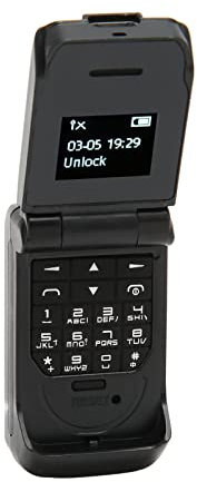Entsperrtes Klapphandy, 0,66 Zoll Bildschirm 64x48 32MB 64MB 300mAh Akku Bluetooth für Senioren (Schwarz)