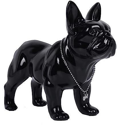 XYQXYQ Französische Bulldogge Statue – Bunte Hundestatue aus Kunstharz für Heimdekoration und Ausstellung im Freien, perfekt für Bulldoggenliebhaber (M, schwarz)