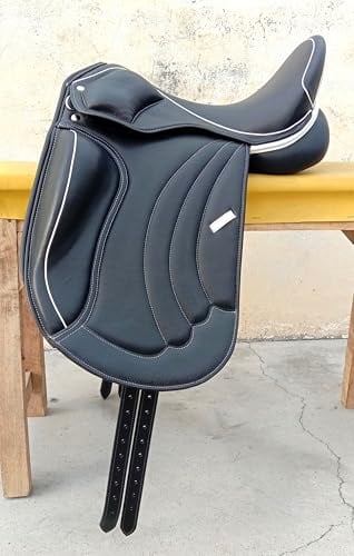 WILD RACE Leder-Dressur-Monoflap-Wechseleisensattel/Leather Dressage Monoflap Changeable Gullets Saddle (17)