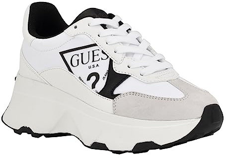 GUESS Femme Calebb Basket, Blanc Noir 144, 42.5 EU