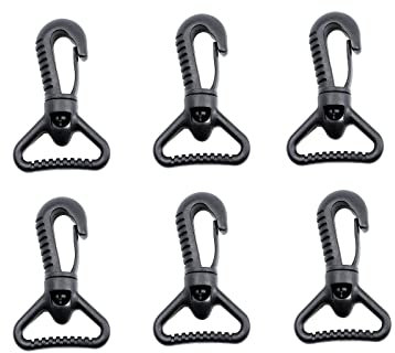 BAIWOAK Ganci a scatto in plastica, gancio girevole in plastica per cancello, gancio girevole girevole a scatto con fibbia per cinturino, Nero, 25mm/32mm/38mm/50mm