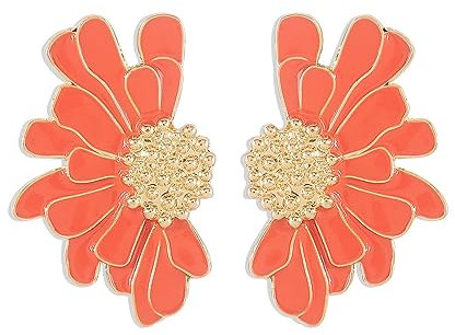 FDEETY Ohrringe Vintage Blumen Ohrstecker übertriebene übergroße Gänseblümchen Ohrringe Schmuck Geschenke für Frauen und Mädchen (Orange)