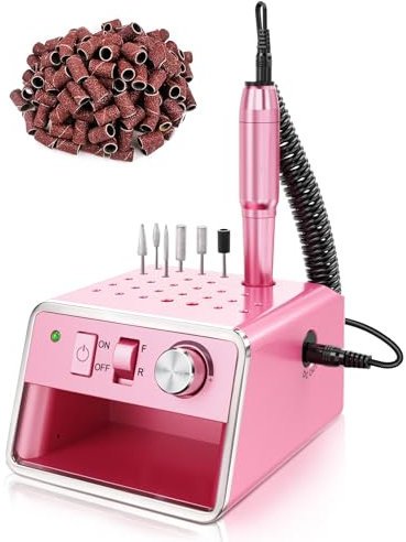 Nagelfräser, Nagel Fräsmaschine 20000 U/min, Nail Drill Machine Fräser für Gelnägel mit Kompaktem Aufbewahrungssystem, Maniküre-Set Elektrisch für Nägel Selber Machen, Rosa