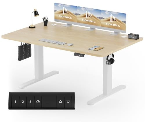 Homall 160x80 CM scrivania regolabile in altezza, scrivania da ufficio con quattro sezioni, scrivania per computer con funzione di memoria.