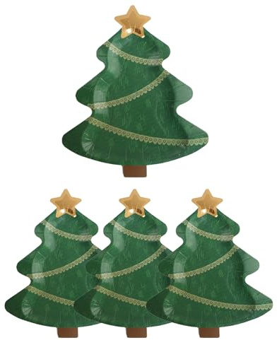 Sparkles Partyware Lot de 60 assiettes de service en forme de sapin de Noël – Vertes, jetables, style sapin de Noël festif, parfaites pour les fêtes et événements de Noël