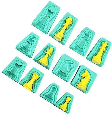 Zerodeko 12pezzi Stampo in Silicone Forma Scacchi per Torte Fondente Cottura Cioccolato per Matrimoni Anniversari Natalizi