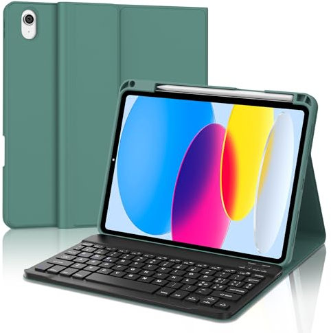 IVEOPPE Tastiera ipad 10 Generazione, Cover iPad 10 Generazione con Tastiera, Custodia Tastiera Italiano QWERTY Bluetooth Staccabile Magnetica per iPad 10 Generazione 2022 10.9, Verde scuro
