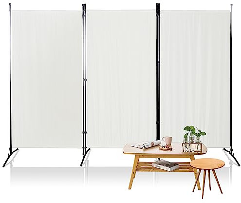 Yakimz Klappbar paravent 3-teilig 260x180cm Paravent TrennwandSichtschutz Stellwand für innen Outdoor Garten Balkon Terrasse, Raumtrenner (Beige)