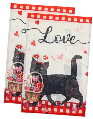 CIYODO 2er Satz Gartenflaggen Valentinstag Dekorative Gartenflagge Aus Leinen Valentinstags-willkommensflagge Für Außenpooldekor