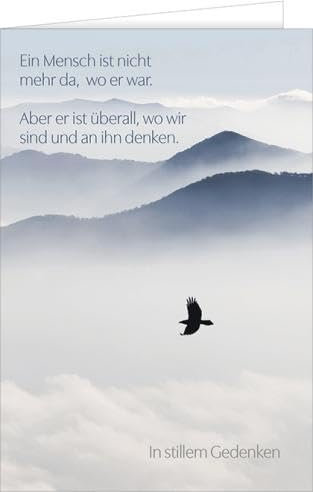 Hanra Grußkarte Trauerkarte mit einem Vogel und einem Text, Trauer, Trauerkarte, 11,5x17 cm