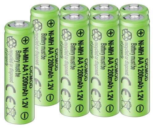 CICMOD AA Rechargeable Batteries 1.2V Ni-MH 1200mAh Double A Battery for Outdoor Garden Solar Lights 8 Pack