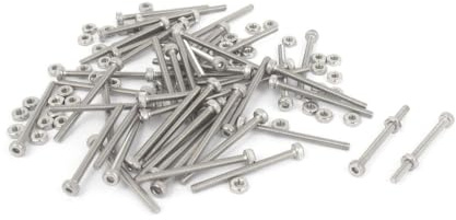 TOP-VIGOR M2 x 25mm Socket Head Cap Screws, Stainless Steel Allen Bolts | 50PCS Full Threaded Hex Socket Machine Screws, Long Hex Head Fasteners for Machinery, Engineering, Automotive and DIY