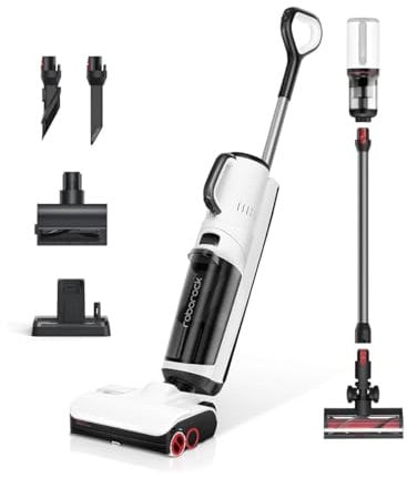 roborock Dyad Pro Combo 5-in-1 Nass Trockensauger Kabelloser 17000Pa Wischsauger mit Akku Staubsauger für Teppichreinigung, elektrische Minibürste und 2 Reinigungsköpfe, APP, Sprachsteuerung