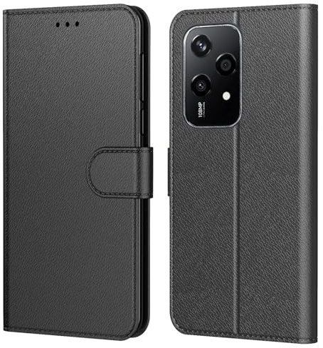 Tenphone Coque pour Honor 200 Lite 5G, Coque Honor 200 Lite, Etui Protection Housse Premium en Cuir PU,Pochette Fermeture Magnétique,Flip Case Compatible avec (Noir, Honor 200 Lite)