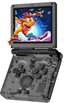 Green Lion GP Pro Fold Gaming Console, 3.5 Inch IPS Screen, 1 GB RAM, 64 GB memory, HDMI Output TV, WiFi and Bluetooth Connection, Vibrating Motor, Gamepad Connection - Black Transparent