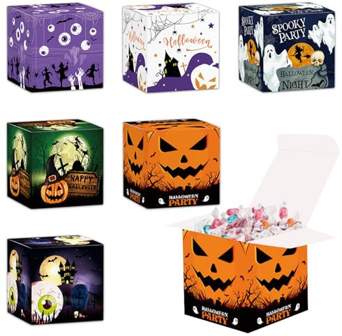 6 Stück Halloween Süßigkeit Taschen, Candy Boxes, Party Cookie Boxes, Geschenkboxen für Glückliche Halloween Party Geschenkartikel, Halloween Dekorationen Wiederverwendbar