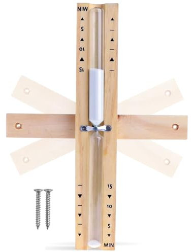 Sablier pour sauna analogique 15 minutes - Accessoire de sauna rotatif en bois - Montage mural - 2 vis en acier inoxydable