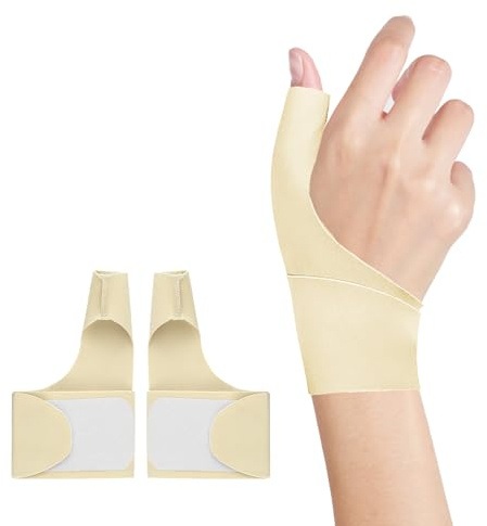 DMNQ 2Pcs Daumenbandage Elastische Daumensattelgelenk Bandage Rechts Links | Lindern Wirksam Schmerzen，Gelenkschwellungen für Handgelenkschiene,Tendinitis，Arthritis(Beige)
