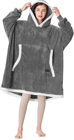 Catalonia Classy Decke mit Ärmel Oversize Hoodie Kuscheldecke-Kuscheldecke Zum Anziehen mit Ärmeln und Kapuze, Übergröße Deckenpullover Damen Frauen Warm Ärmeldecke Geschenke für Erwachsene Teenager