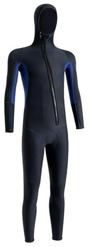 Elaineeu Traje de neopreno con capucha para hombre, traje de buceo para hombre, 3 mm, cálido, traje de invierno a prueba de frío, traje de surf húmedo, overol de esnórquel para mujer (L)