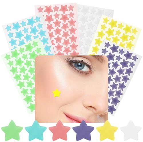 SENLINLIN Acne Pimple Patch, 6 Colors 240 Pieces Star Pimple Patches with Tea Tree Oil & Centella Oil, Hydrocolloid Acne Patches Spot Treatment, Cute Star Acne Patches, Vegan & Cruelty-Free
