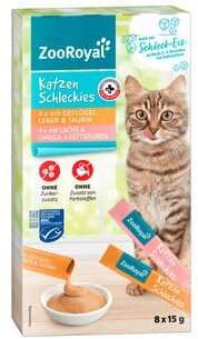 ZooRoyal Katzen Schleckies Geflügel, Leber & Lachs, 11er Pack (11 x 120g)