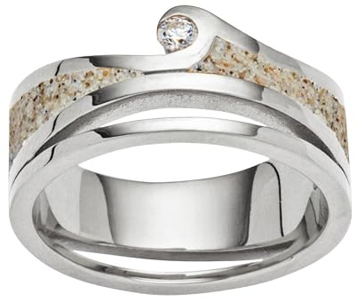 DUR Schmuck Ring MAUI Strandsand & Zirkonia Silber 925/- rhodiniert, 10mm (R6118)