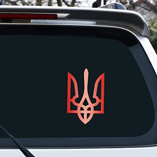 Iprokiu 2 Stück Ukraine Vinyl Aufkleber für Autofenster Wasserdicht Ukrainische Waffen Aufkleber Laptop Wand Auto Dekoration Ukraine Aufkleber für Auto SUV LKW (Gebürstet Rot)