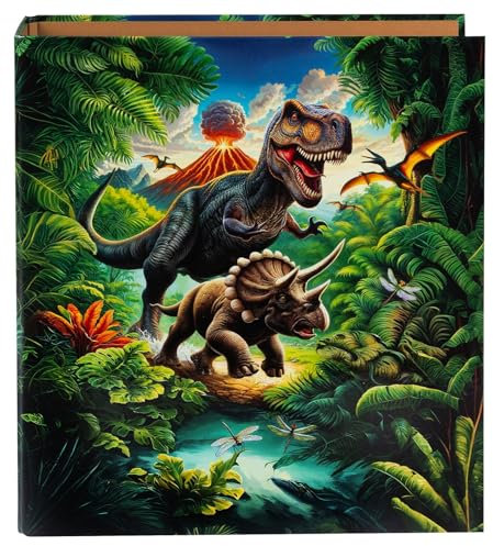 goldbuch 33 157 Ordner Vulkan, Aktenordner 28,5 x 32 x 8 cm, Einband aus Kunstdruck, Hefter mit Hebelmechanik aus Metall, Motiv Dinosaurier, Heftordner für Mädchen und Jungen, Stehordner Dino