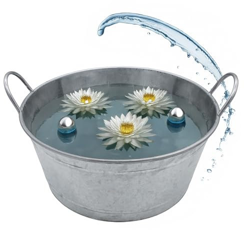 Spetebo XXL Zinkwanne Blumenkübel mit Griffen - 50 x 22 cm - Metall Gartenteich Wanne Silber verzinkt - Garten Deko Kübel Blumenschale Pflanzkübel Miniteich Zierteich Wasserwanne