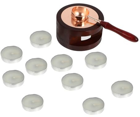 Housoutil Wax Seal Schmelzofen mit Schmelzlöffel und Wachskugeln Retro Wachswärmer für Diy Siegelstempel für Hochzeitskarten Einladungen und Projekte