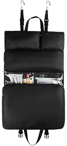 Surblue 6-in-1 Hängende Reise-Organizer-Tasche mit wasserdichten Fächern - Faltschrank für Koffer Aufbewahrung Packwürfel für Kleidung - Tragbarer Reisekleiderschrank für Geschäftsreisen, Schwarz