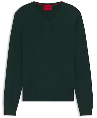 HUGO Herren San Vredo-M Pullover aus Schurwolle mit V-Ausschnitt Hellgrün M