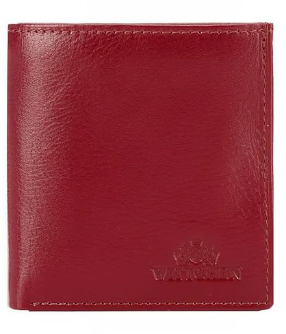 WITTCHEN Ledergeldbörse | Damen Geldbörse klein | echtes Leder | Portemonnaie mit Druckknopf | Münzfach | Kreditkartenetui | 10 × 9,5 × 2 cm | Kollektion Italy | Rot