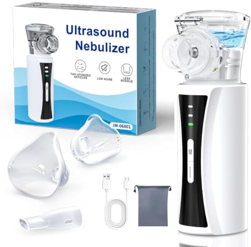 Aerosol Portatile per USB Ricaricabile con 2 Maschere e Boccaglio | Compatto e Portatile, Rimovibile e Lavabile,Design Silenzioso, Adatto ad adulti e bambini per Uso Domestico e Viaggio